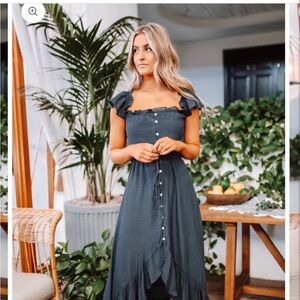 Navy High Low Maxi Dress